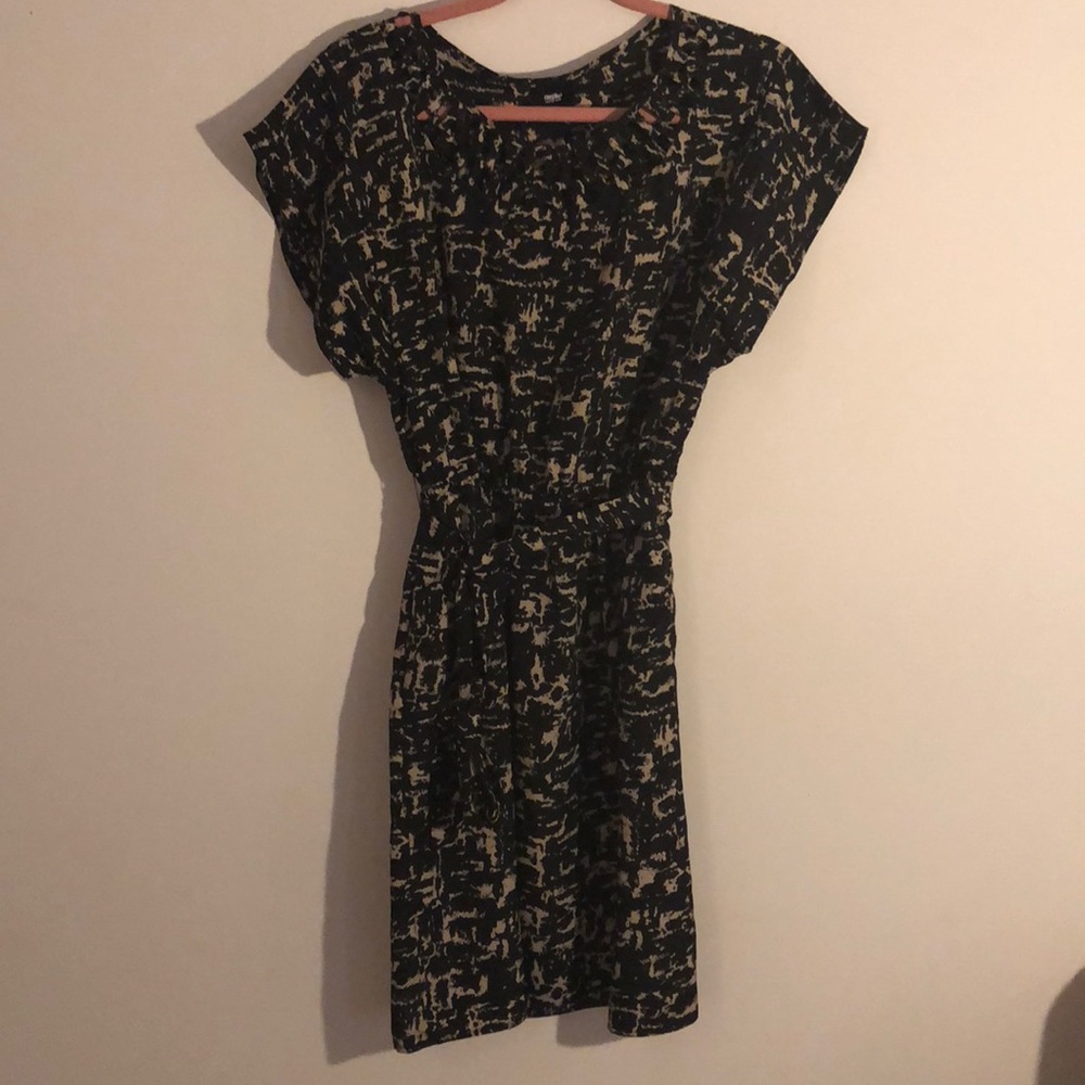 Black and beige midi dress
